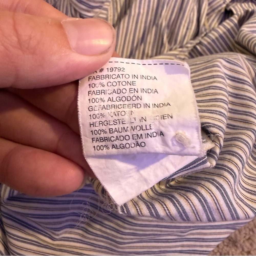 Timberland Striped Button Up Shirt Mens Large Blue White Cotton Workwear Casual - Picture 7 of 8